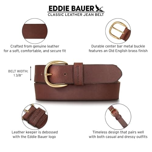 Eddie Bauer Women's Casual Leather Belts with Durable Metal Buckle