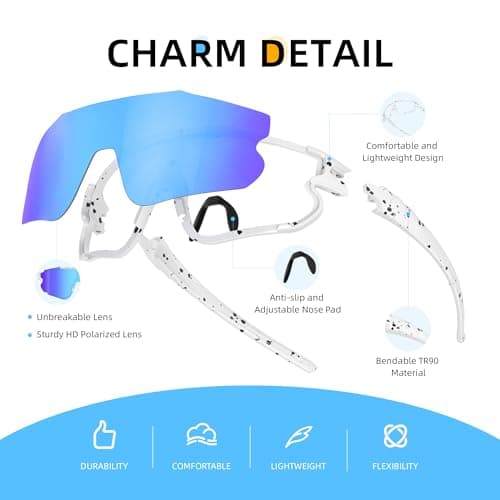 Kids Baseball Polarized Sunglasses: Sports Sunglasses for Boys Girls 3-12 Youth Sun Glasses for Cycling Running B0DB7QJYL4