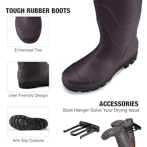 FISHINGSIR Fishing Waders for Men, 2-Ply Nylon/PVC Waterproof Women Chest Wader with Boots, Bootfoot Hunting Waders