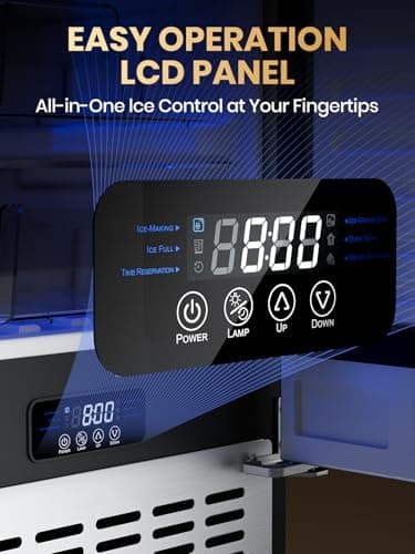 Coolski Commercial Nugget Ice Maker Machine, 100Lbs Daily Production, Under Counter Sonic Ice Machine with 20Lbs Dual Storage Bin, Pebble Pellet Ice Maker for Home, Office, Cafe, Gravity Drain