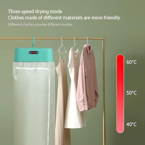 Portable Electric Clothes Dryer, Foldable Baby Garment Drying Rack with 3 Speed Settings, Travel-Friendly Hanging Wardrobe Dryer with Digital Display
