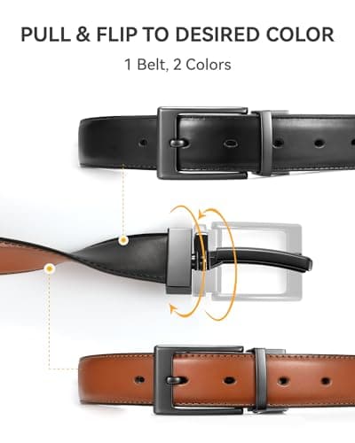 CHAOREN Reversible Belt Men 1 Piece - 1.25" Leather Dress Belt - Trim to Fit for Elegant Style