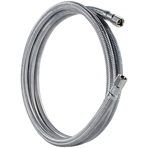 Certified Appliance Accessories Ice Maker Water Line, 5 Feet, PVC Core with Premium Braided Stainless Steel, Silver
