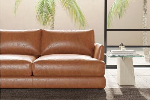 Valencia Serena 108" Full Leather Sectional Sofa with Left Bumper | Nappa 11000 Leather, Modern Low Profile Lounge Sofa | L Shaped Couch for Living Room Furniture,Cognac