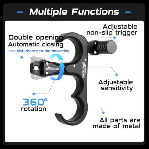 Bow Release for Compound Bow,Aluminum 360°Rotatable,Archery Release Trigger,for Both Right and Left Handers,for Both Youth and Adults,Adjustable Sensitivity and Angle,Tool Included