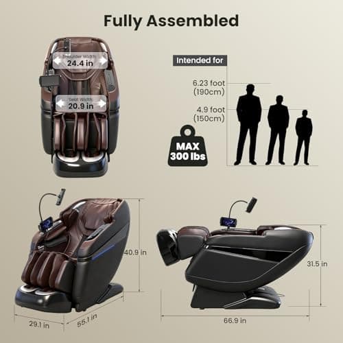 4D Music Rhythm Massage Chair Full Body, 2026 Unique Sonic Resonance Zero Gravity SL-Track Shiatsu Recliner with Knee Heating Blanket AI Voice Bluetooth Foot Roller Body Scan Airbags G9 Black