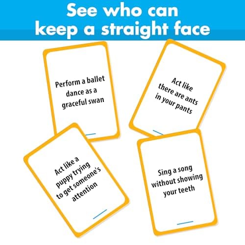 BRAVEBUG You Laugh You Lose Game - Funny Charades Kids Games - Board Games for Kids & Teens - Try Not to Laugh Challenge - Sleepover Party Supplies for Girls, Birthday Game for Family, Kids & Girls