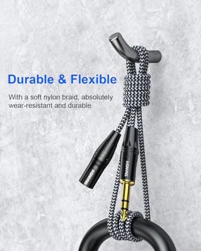 SNANSHI XLR to 1/4 Cable 6.6ft 2-Pack - Balanced TRS to XLR Male 22 AWG Studio Monitor Cable Color-Coded L/R Channels, Audio Interface or Mixer to Studio Monitor or PA Speaker (Not for Microphone)