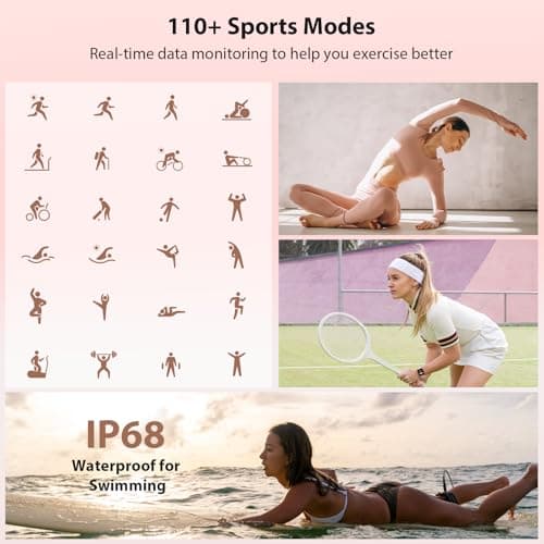 Smart Watch for Women, 2025 New Smartwatch (Answer/Make Call) for iPhone/Android, 1.85" HD Dynamic Dial Fitness Tracker with 110+ Sport Modes, Sleep/Health Monitor, IP68 Waterproof, with 2 Bands