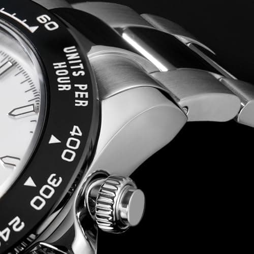 watchdives Chronograph Watch, WD16500 V2 Quartz Men Watches Japan VK63 Meca-Quartz Movement 38mm Sapphire Crystal Wristwatch 100M Waterproof Sport Watch, Stainless Steel Bracelet