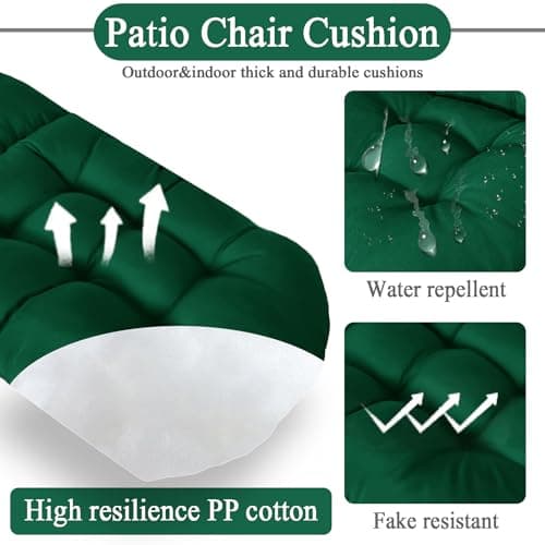 Adirondack Chair Cushions Set of 2, Waterproof Outdoor Seat Cushions for Patio Furniture, Thick Outdoor High Back Replacement Pads for Porch Lawn Wicker Chair, Rocking Chair Cushion, Emerald Green