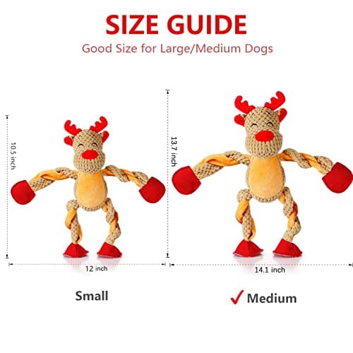Senneny Christmas Dog Toys, Squeaky Reindeer Plush with Ropes for Tug of War, Durable Interactive Chew Toys for Puppy Small Medium Large Dogs B09GB84W26
