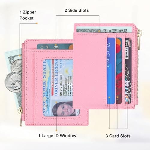 Sodsay Card Case Slim Front Pocket Wallet for Women Credit Card Holder with Keychain