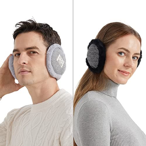 Surblue Unisex Foldable Ear Earmuffs Behind-the-Head Fur Winter Outdoor Ear Warmers