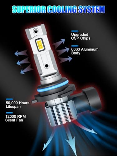 RCJ 9005 9006 Bulbs Combo, 600% Brightness 9005/HB3 High 9006/HB4 Low Dual Beam Bulbs, 6000K Cool White, Plug and Play, IP67 Waterproof, Pack of 4