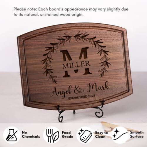 Personalized Wedding Gifts for Couples 2025, Custom Walnut Cutting Board for Kitchen, Personalized Bridal Shower, Best Wedding Registry and Engagment Gift