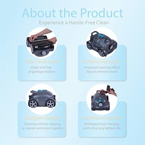 Cordless Robotic Pool Cleaner,Automatic Pool Vacuum Robot for In-Ground/Above Ground Pools,150 Min Runtime, IPX8 Waterproof, 2200 Sq Ft Coverage (Dark Grey)