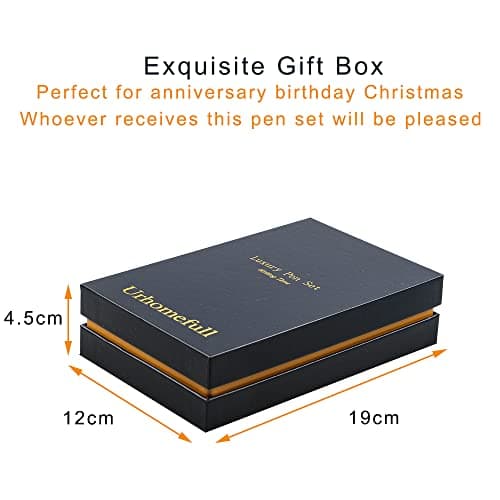 Stunning Luxury Rollerball Pen with 24K Gold Trim,Switzerland Tip with Black Ink Refills, Perfect BallPonit Pen Gift Set for Men Women, Fancy Writing Set for Business,Gloss Black