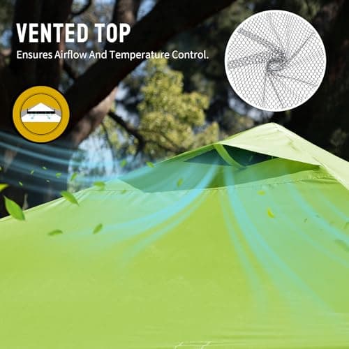 CROWN SHADES 10x10 Pop Up Canopy - Beach Tent with One Push Setup - Easy Outdoor Sun Shade for Events, Parties, Camping - Gazebo with STO-N-Go Cover Bag, Silver Coated Top, Green