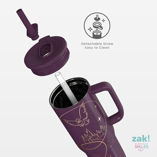 BPA Free, Silicone Straw, Handle, Cupholder Friendly, Dishwasher Safe, For Office, Home, Travel, Work, Gym, Fitness Zak Designs Harry Potter 30oz Spill-Proof Insulated Stainless Steel Tumbler B0FT7C47X5