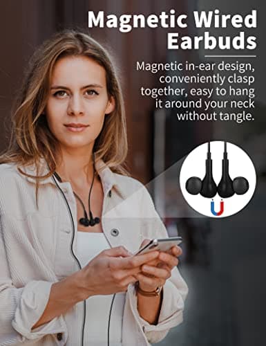 3 Pack 3.5mm USB C Headphone for Samsung Wired Earbuds Magnetic in-Ear Type C Earphone with Microphone Volume Control Bass Stereo Noise Canceling for iPhone