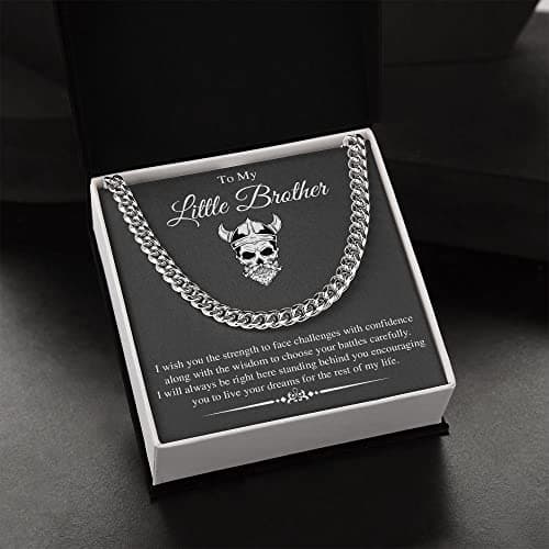 Stainless Steel Cuban Chain Necklace for Brother - Sentimental Birthday Gift from Sister - Men's Gold Silver Necklace for Christmas