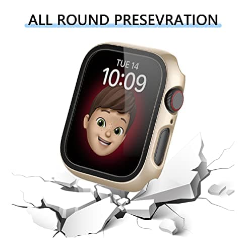 6 Pack Hard PC Case with Tempered Glass Screen Protector 44mm for Apple Watch SE 3/SE(2nd) Series 6/SE/5/4,Rontion Ultra-Thin Scratch Resistant Full Protective Bumper Cover for iWatch 44mm Accessorie
