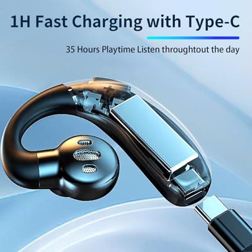 SZHYHTIKI Bluetooth Single Headset,180° Rotatable Open Ear Wirless Earbud,36H Playtime Bluetooth 5.5 Earpiece,IPX5 Waterproof,LED Display Power Earphone for Business/Office/Driving/Sporting