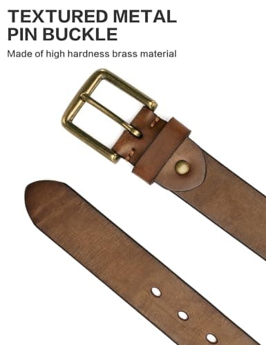 wolksprong Thicken Full Grain Leather Mens Belt Heavy Duty Mens Work Belt Mens Belt High Hardness Buckle Packed In Gift Box