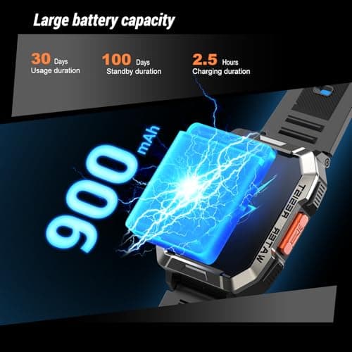 Military Smart Watch for Men (Answer/Make Calls), 2.01'' Smart Watch for Android and iPhone, Fitness Tracker with Flashlight/Compass/100 Days Battery/Heart Rate/Sleep/100+ Sport Modes(2 Straps)