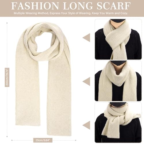 Womens Winter Warm Knit Beanie Hat Touchscreen Gloves Long Neck Scarf Set with Fleece Lined Skull Caps Gifts for Women
