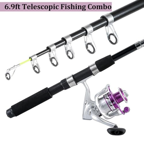 Tripquips Fishing Pole Combo, 6.9ft 2Pcs Telescopic Rods Set, Collapsible Fishing Rods, 2PCS Spinning Reel Set with Carrier Bag Freshwater Fishing Rod and Reel Combos Kits