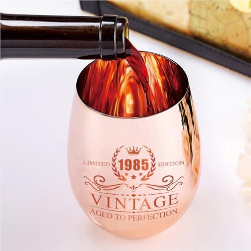 40th Birthday Gifts for Women - Vintage 1985 Wine Glass - 40th Birthday Decorations for Her - Funny Bday Present Ideas (wine glass, 1985)
