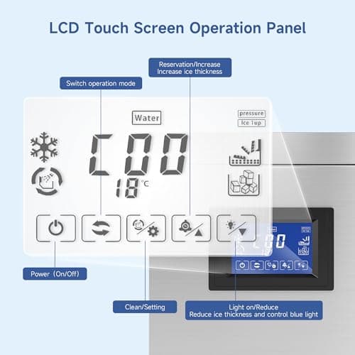 Real Relax Commercial Ice Maker 440 lbs/24H with 330 lb Storage Bin, ETL Approved Commercial Ice Machine with Automatic Self-Cleaning, LCD Display – for Restaurant, Bar, Hotel, Café