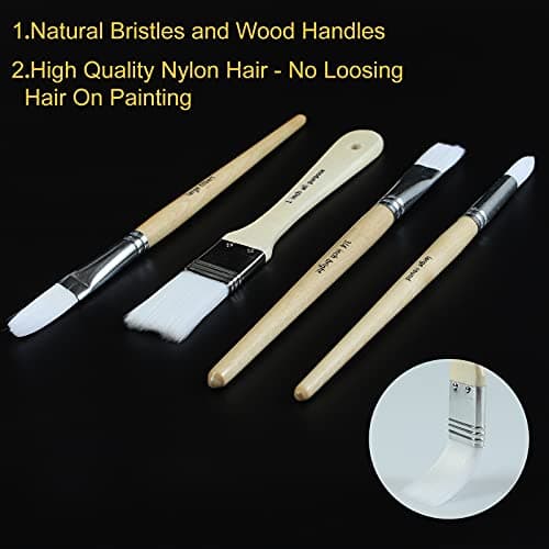 Wooden Handles, 24 Different Types of Brushes, Nylon Hair, Professional, Oil, Acrylic and Watercolor Painting Paint Brushes Set of 24 Pieces with Canvas Brush Case B095M9LKPN