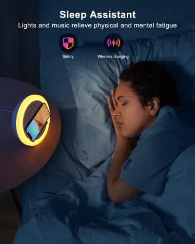 Bluetooth Speaker with Lights, Wireless Charging Speaker, Best Birthday Gift Ideas Teenage,Applicable for Bedroom/Teen Girl Gifts/Please use The Original Adapter(5W Wireless Charging)
