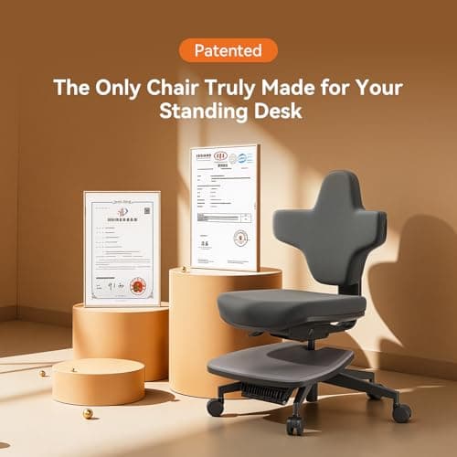 Newtral Standing Desk Chair, Standing Mate Chair for Sit-Stand, Ergonomic Leaning Perch Chair with Anti-Fatigue Mat, Standing Desk Stool, Horse Saddle Chair, Height Adjustable Home Office Posture Seat