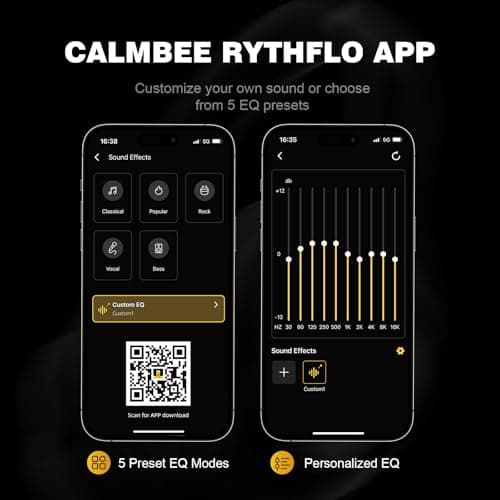 Calmbee Hybrid Active Noise Cancelling Headphones, Bluetooth 5.4 Headphones Wireless Over Ear with Mic for Clear Calls, Hi-Res Audio, 90H Playtime, Transparency, Deep Bass, Dongle Connect, Custom App