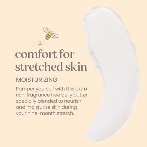 Burt's Bees Mama Belly Butter Stretch Mark Cream for Pregnancy Massages Body & Reduces Scar Appearance, Prenatal & Postnatal Tummy Skin Care, Shea Butter & Vitamin E Rich Formula, 6.5 Oz Tub
