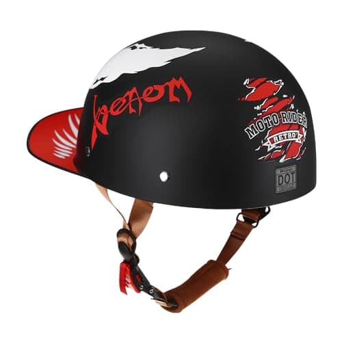 Vintage Retro Open Face Motorcycle Helmet Baseball Cap Half Helmets with pull-down Lens for Men Women Moped Cap Jet Scooter Street Cruiser - DOT Certified (Moto Rider, Medium)