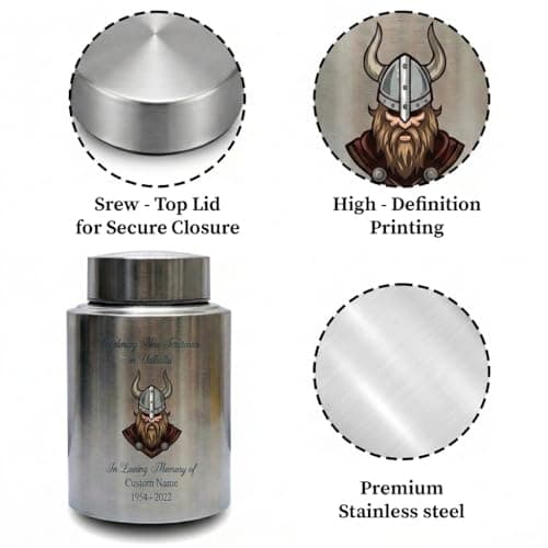 Personalized Valhalla Viking Nordic Runes Urn for Human Ashes, Exploring New Territories Norse Gift for Father Husband Brother, Memorial Keepsake Urn, Memorial Gift, in Loving Memory B0H1VSWJZL