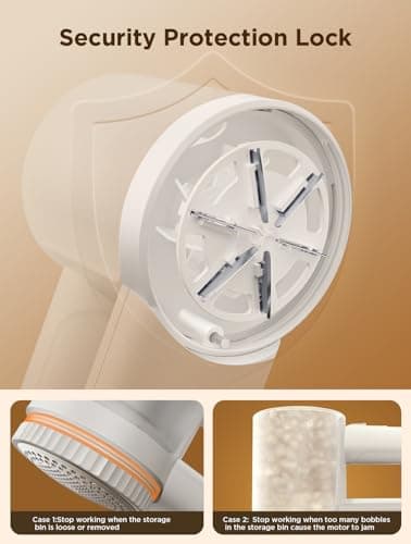 Rechargeable Fabric Shaver, Lint Remover for Clothes, Lint Shaver 6-Leaf Blades, 3-Speeds Lint Shaver with LED Display for Effortless Fuzz & Pill Removal for Clothes, Sweaters, Furniture, White