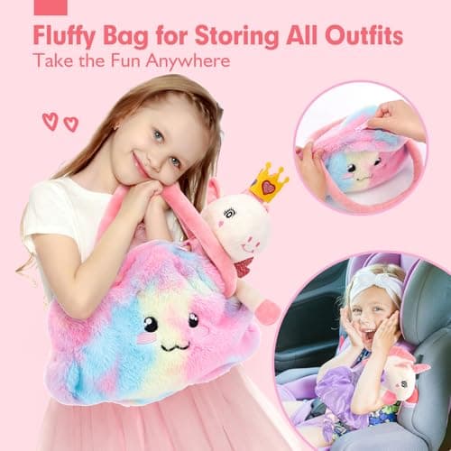 Ballet Dress up Doll with Plush Bag, 4 Year Old Girl Birthday Gifts 5 Year Old Kids Present, Airplane Travel Soft Plush Unicorns Toys for Girls Age 4-6, Ballerina Doll Stuffed Animal Girl Toy 4-5 B0DJQQY2YM
