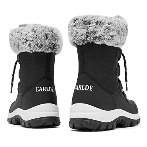 EARLDE Women's Snow Boots Waterproof Winter Boots Mid-Calf Outdoor Lightweight Warm Faux Fur Lined with Non-slip Sole