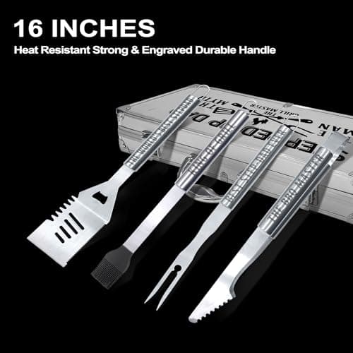Step Dad Gifts, Fathers Day Step Dad Gifts from Step Daughter Heavy Duty Grilling Accessories Kit for Backyard BBQ, Thick Stainless Steel Grill Utensils with Non-Slip Handle Tool Grilling Gift for Man