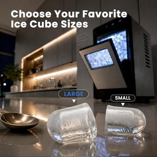 Electactic Countertop Ice Maker, 26Lbs Daily Ice Production, 0.8L Water Tank, Self-Cleaning, Adjustable Ice Size, One-Touch Operation, Interior Light, Portable Ice Maker for Home, Office & Party