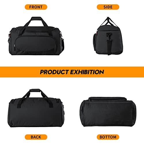 uarition Gym Bag for Men - 55L Black Durable Large Duffle Bag for Travel, Workout, Fitness & Sport