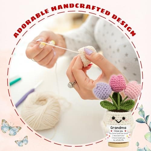 Grandmother Gift from Grandson, Granddaughter - 5.51'' x 4.13'' Mimi Gigi Nana Positive Support Crochet Gifts for Grandma from Grandkids - Christmas Birthday Grandma Gifts B0FT2DV65Z