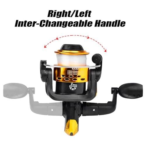 Fishing Reel 5.2:1 Gear Ratio Compact Design Includes Fishing Line for Portable Angling, Shore, Boat, Travel