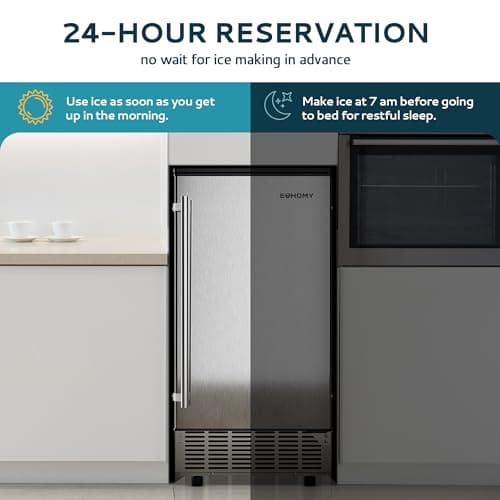 Commercial Ice Maker Machine 85Lbs/Day, 24Lbs Storage, Built-in Undercounter Ice Maker with Auto-Cleaning & Timer, Freestanding Stainless Steel Ice Machine, Ideal for Home Office Restaurant Bar